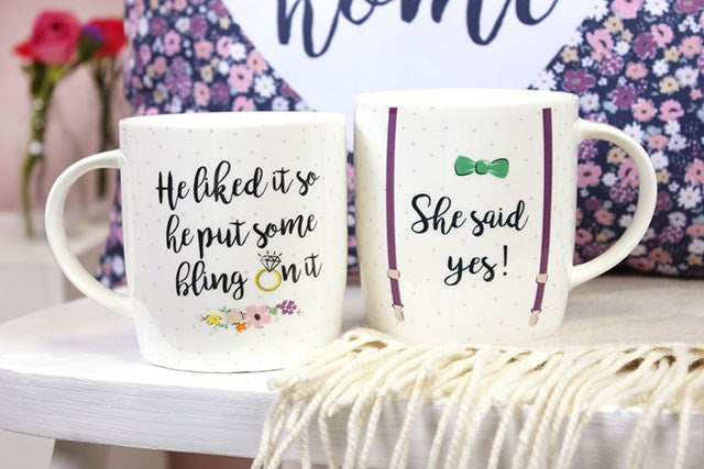 Set of 2 She Said Yes Mugs Something Different