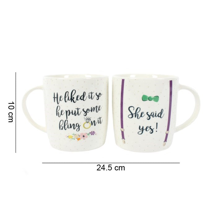 Set of 2 She Said Yes Mugs Something Different