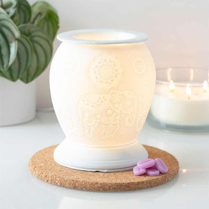 Elephant White Ceramic Electric Oil Burner and Wax Warmer Something Different