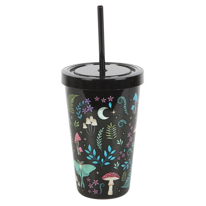 Dark Forest Print Plastic Tumbler with Straw Something Different
