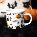 Spooky Cat and Pumpkin Print Mug Something Different