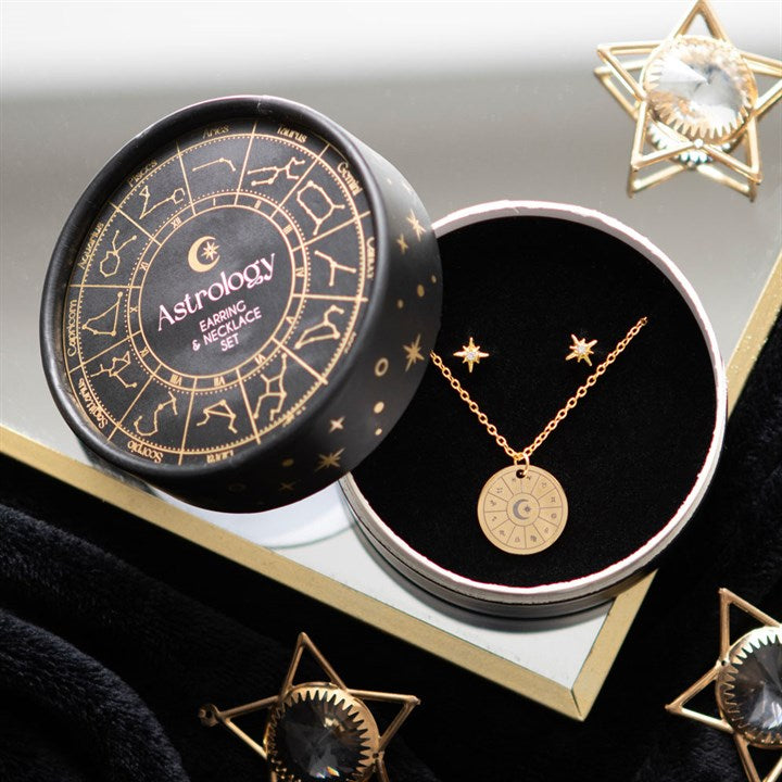 Astrology Wheel Earring and Necklace Set Something Different