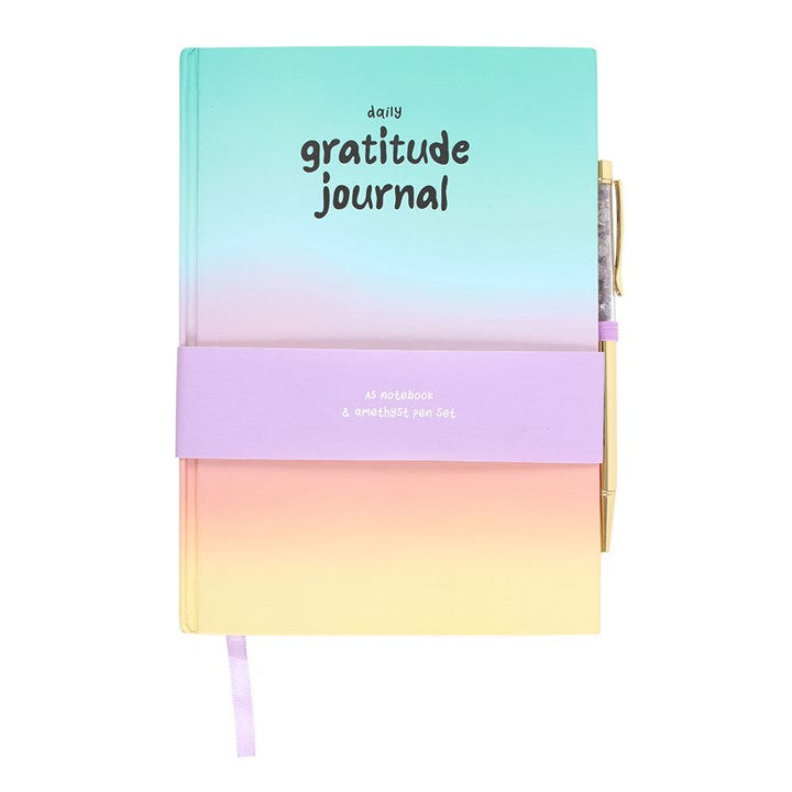 Multicoloured Gratitude Journal with Amethyst Pen Something Different