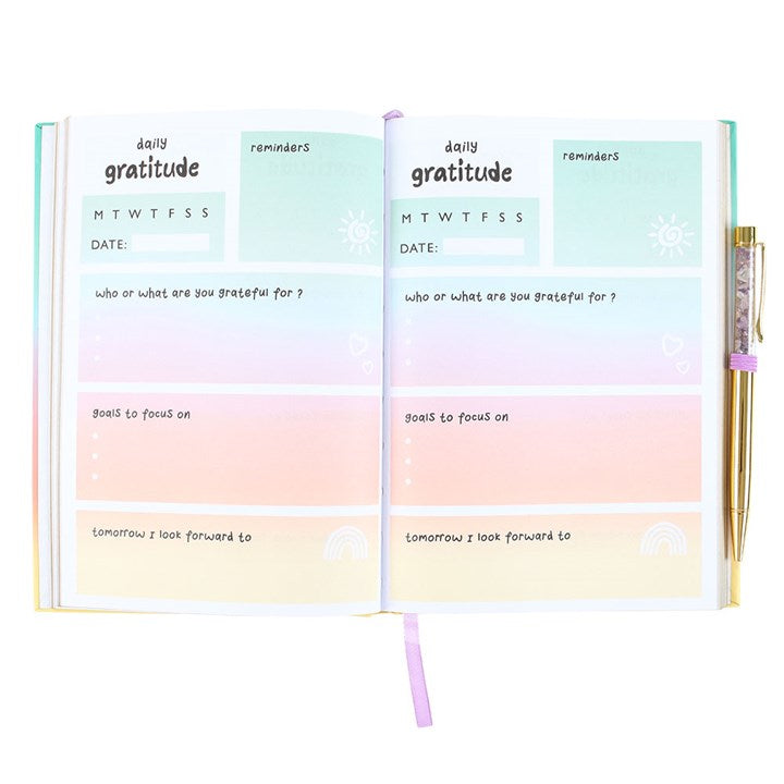 Multicoloured Gratitude Journal with Amethyst Pen Something Different