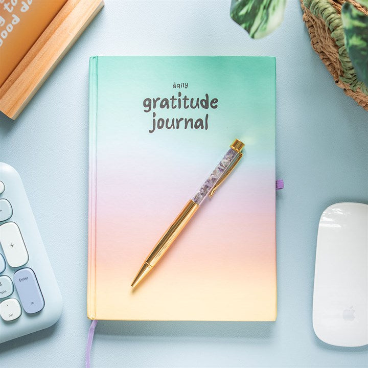 Multicoloured Gratitude Journal with Amethyst Pen Something Different