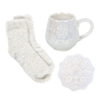 Iridescent Snowflake Mug, Coaster and Socks Gift Set