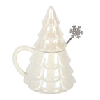 Iridescent Fir Tree Mug & Snowflake Spoon Set – 350ml