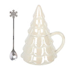 Iridescent Fir Tree Mug & Snowflake Spoon Set – 350ml