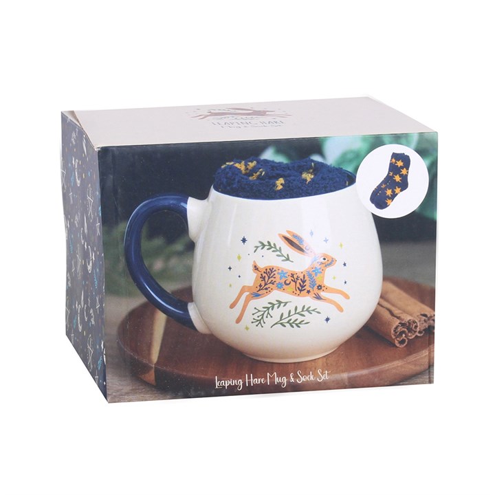 Leaping Hare Mug and Socks Gift Set – 500ml