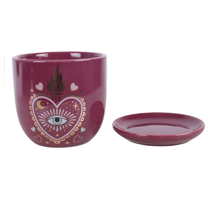 Sacred Sight Purple Ceramic Plant Pot with Saucer