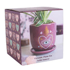 Sacred Sight Purple Ceramic Plant Pot with Saucer