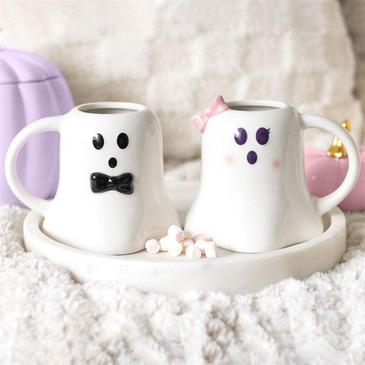 Mr and Mrs Boo Ghost Shaped Mug Set Something Different