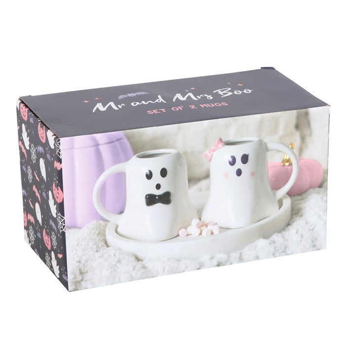 Mr and Mrs Boo Ghost Shaped Mug Set Something Different