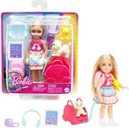 Mattel Barbie Chelsea Small Doll & 6 Accessories – Travel Set with Puppy, Pet Carrier &amp; Backpack