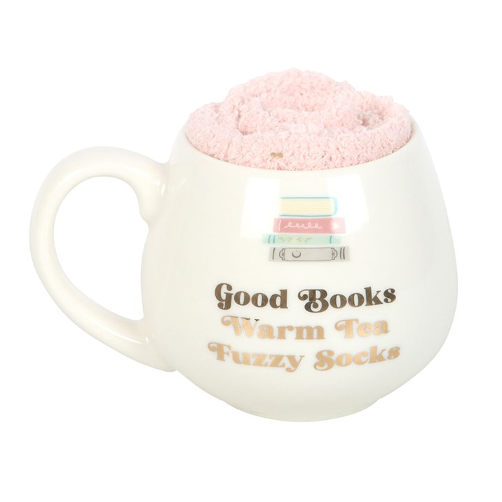 Good Books, Warm Socks, Hot Tea Mug and Socks Gift Set