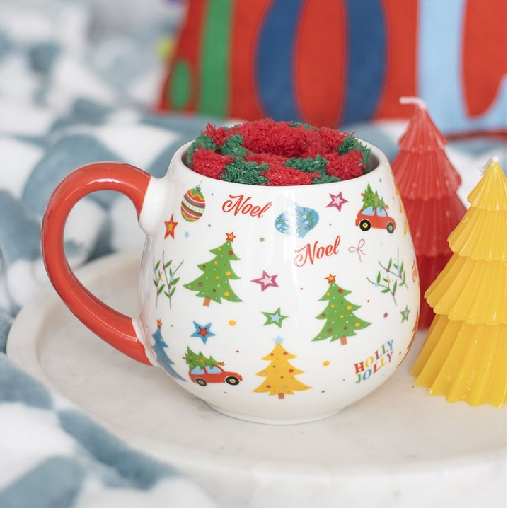 Nostalgic Christmas Print Mug and Socks Set