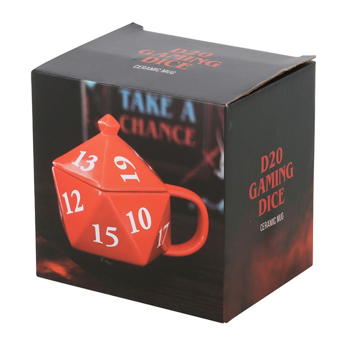 D20 Gaming Dice-Shaped Ceramic Mug with Lid – 500ml