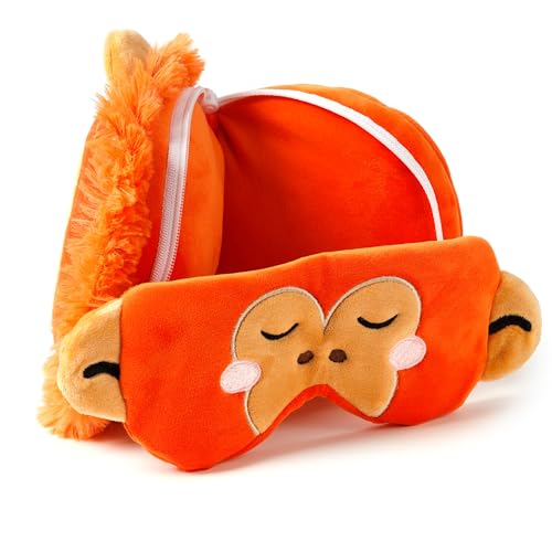 Relaxeazzz Adoramals Orangutan Round Plush Travel Pillow & Eye Mask Relaxeazzz