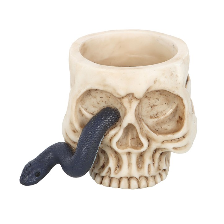 Skull Tealight Holder with Snake