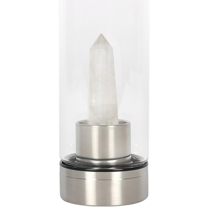 Clear Quartz Energising Glass Water Bottle