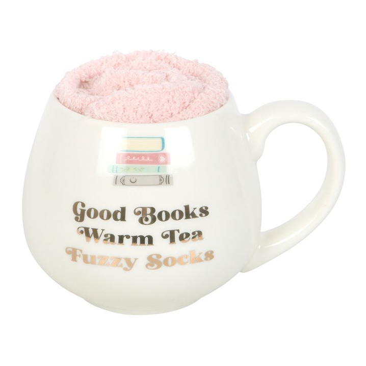 Good Books, Warm Socks, Hot Tea Mug and Socks Gift Set