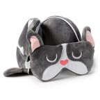 Relaxeazzz French Bulldog Round Plush Travel Pillow & Eye Mask Relaxeazzz