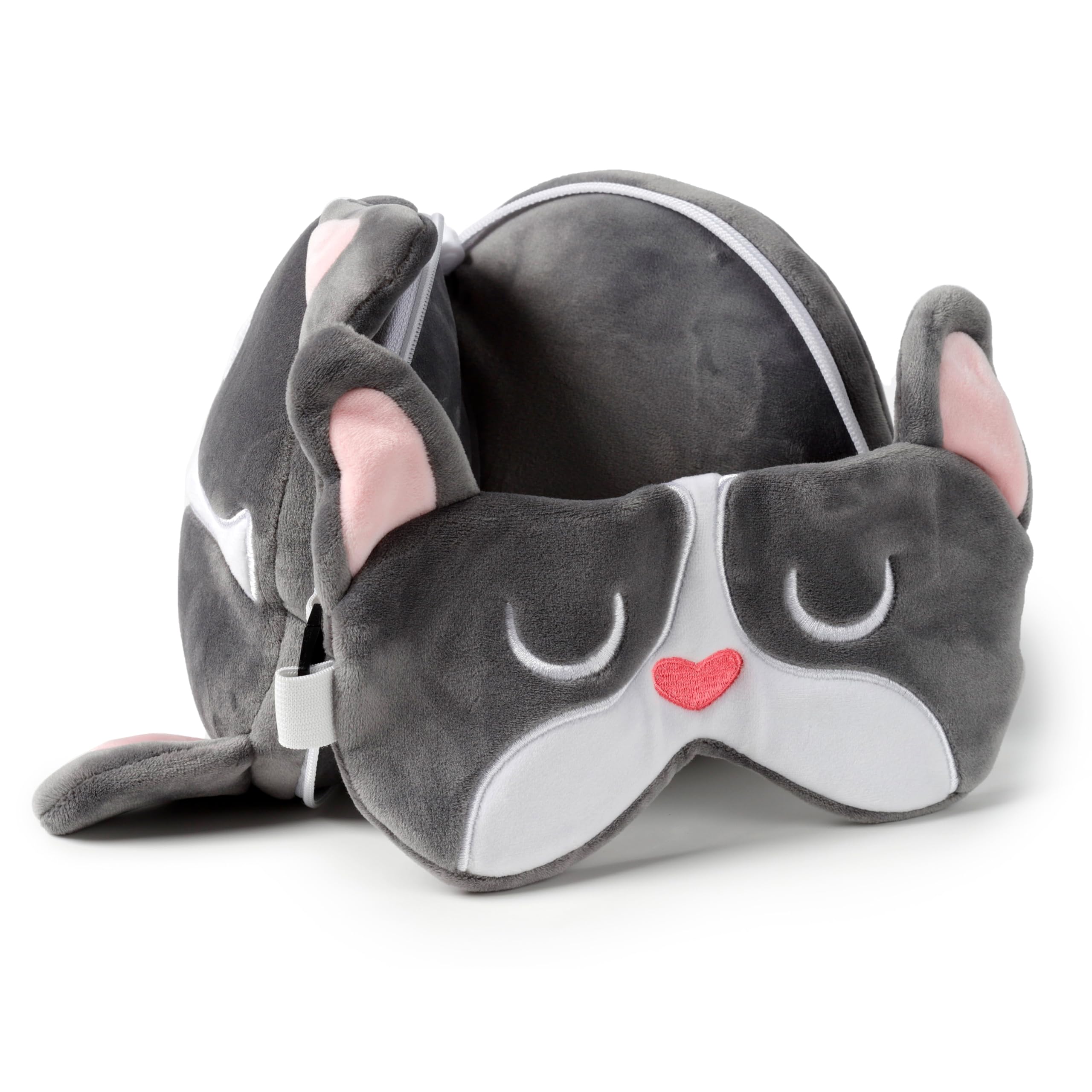 Relaxeazzz French Bulldog Round Plush Travel Pillow & Eye Mask Relaxeazzz