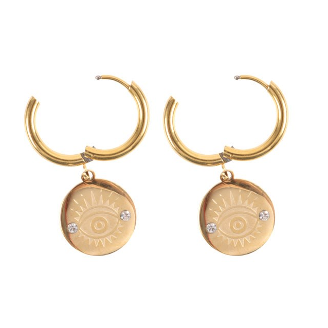 Gold-Toned All Seeing Eye Stainless Steel Earrings