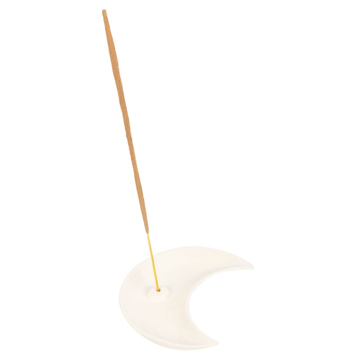 White Ceramic Crescent Moon Incense Stick Holder