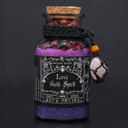 Ancient Witch Bath Spell Potion & Rose Quartz Crystal Amulet - Love