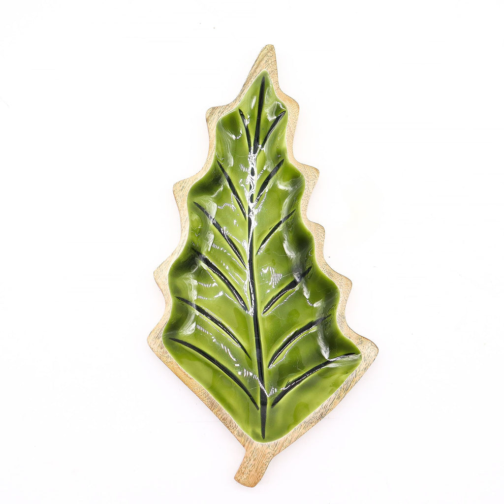 Lost in the Forrest -  Enamel Leaf Wooden Bowl - 33x17cm AW-Dropship