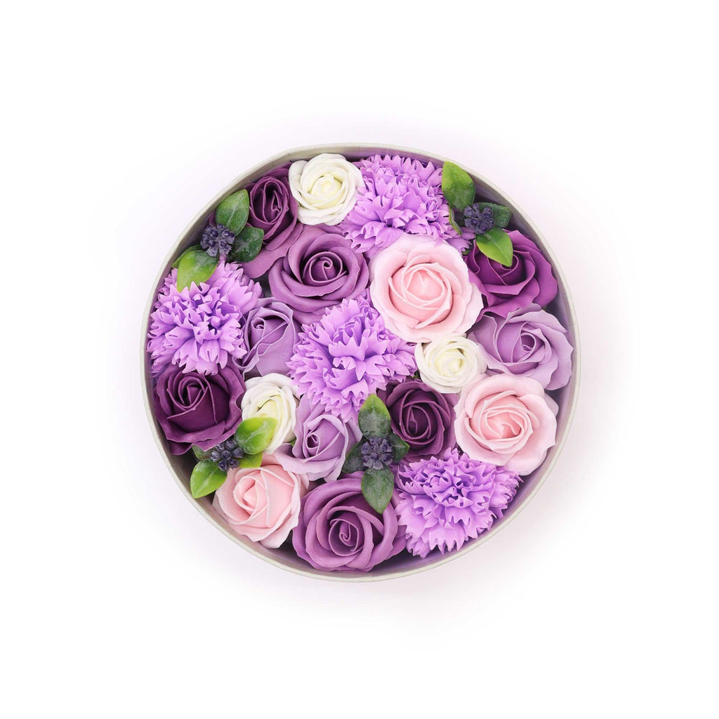 Lavender Rose & Carnation Round Box
