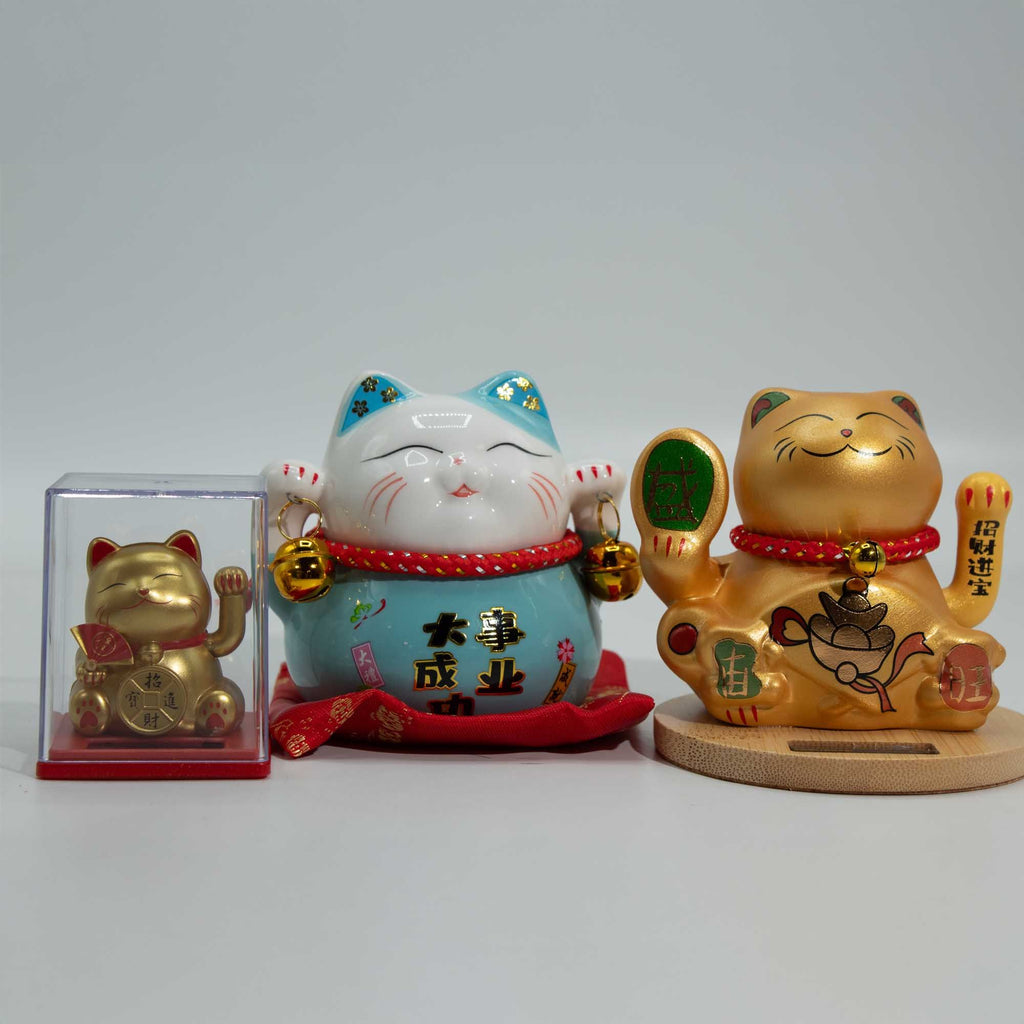 Mini Solar Powered Money Cat in Box - Yellow