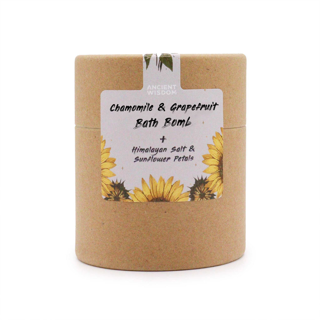 Sunflower Serenity- Chamomile & Grapefruit Bath Bomb with Himalayan Salt + Sunflower Petals