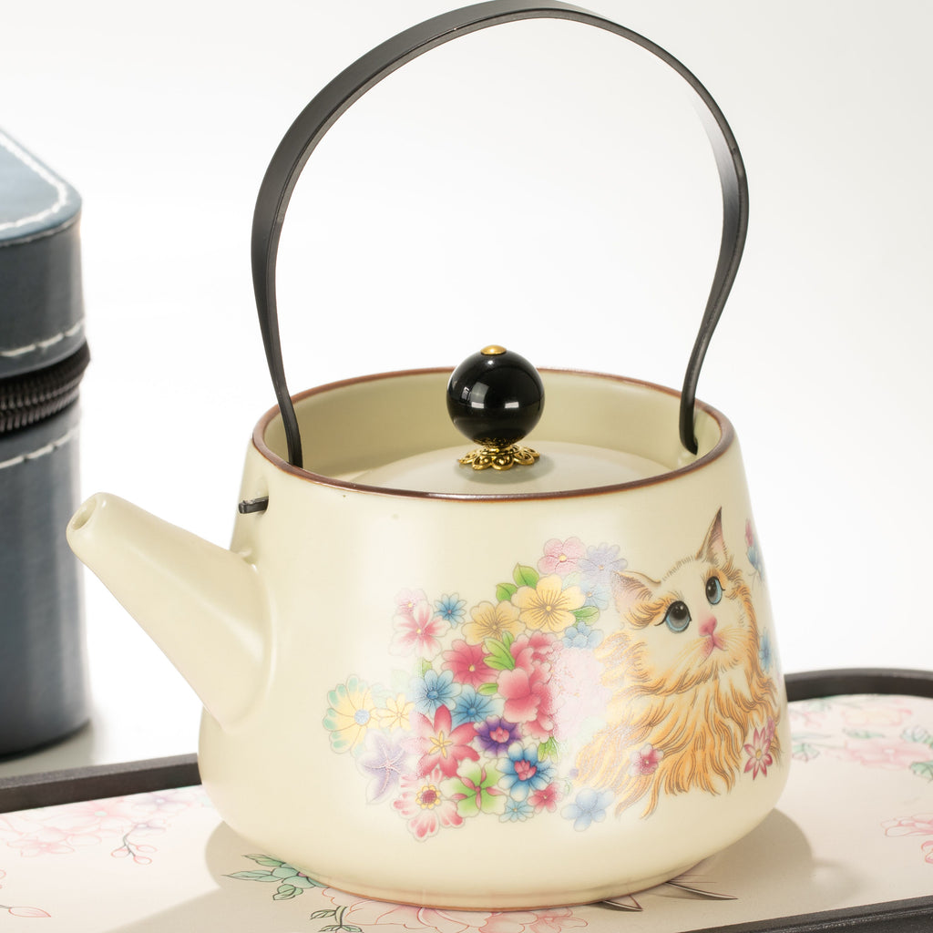 Travel Teapot Set & Two Cups - Cat Lover