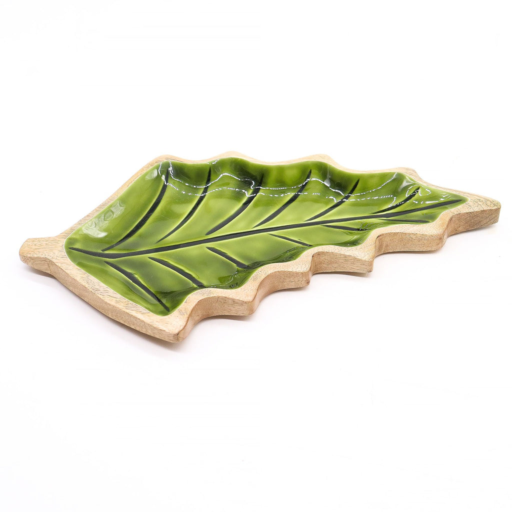 Lost in the Forrest -  Enamel Leaf Wooden Bowl - 33x17cm AW-Dropship