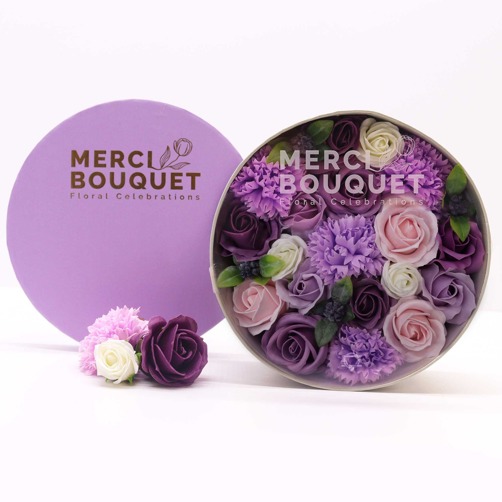 Lavender Rose & Carnation Round Box