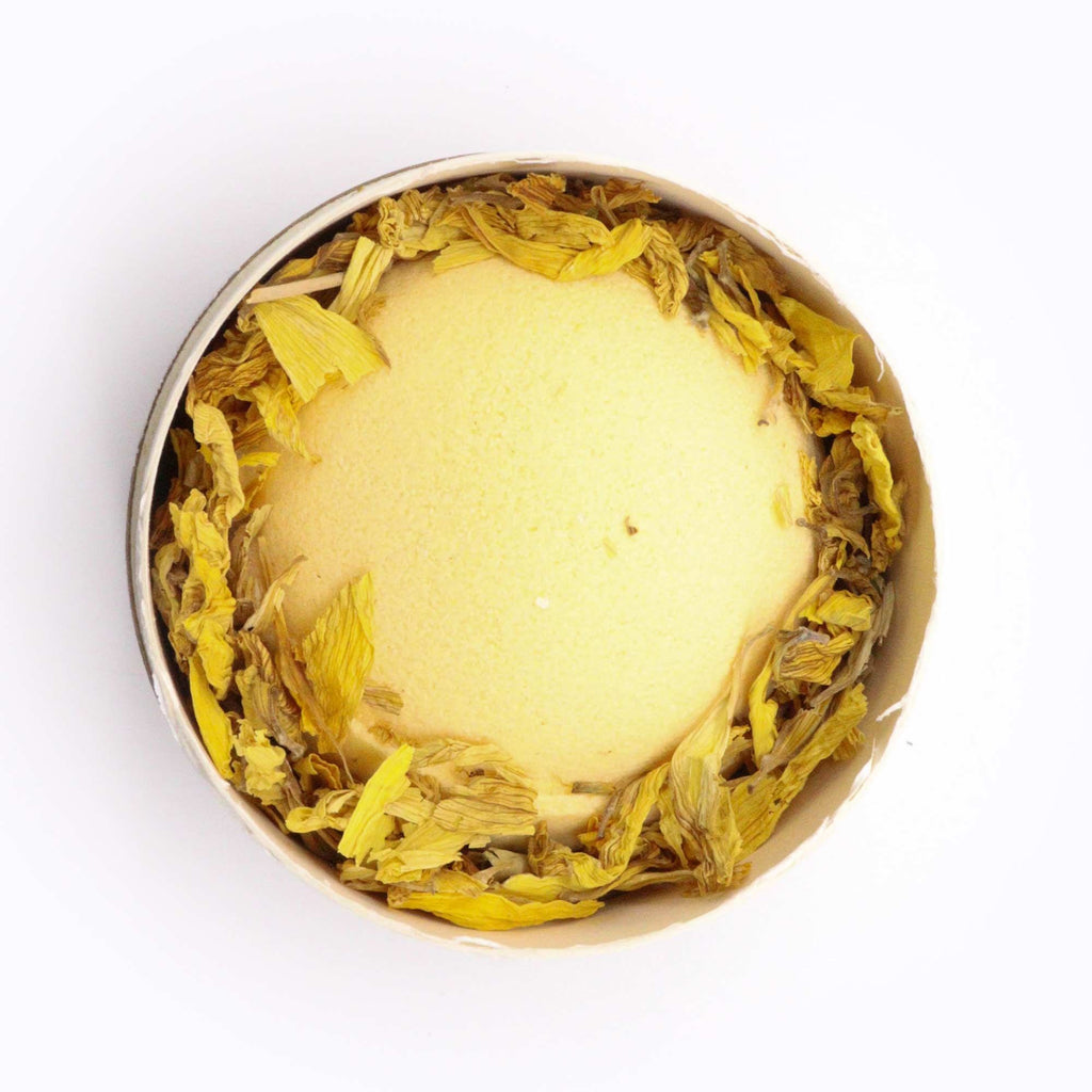 Sunflower Serenity- Chamomile & Grapefruit Bath Bomb with Himalayan Salt + Sunflower Petals