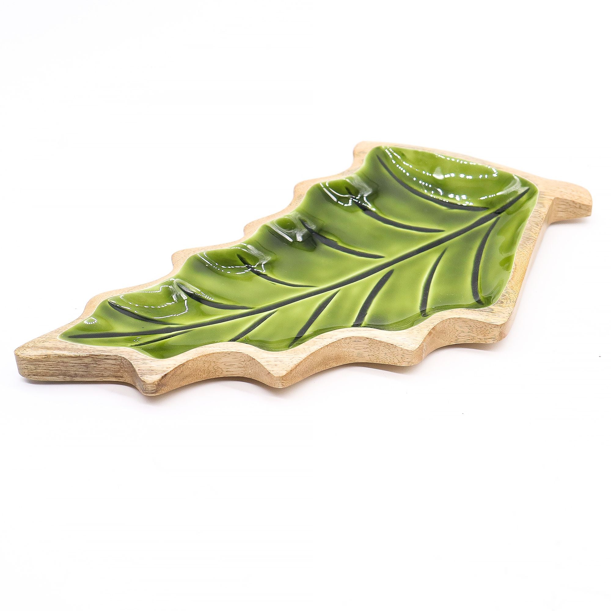 Lost in the Forrest -  Enamel Leaf Wooden Bowl - 33x17cm AW-Dropship