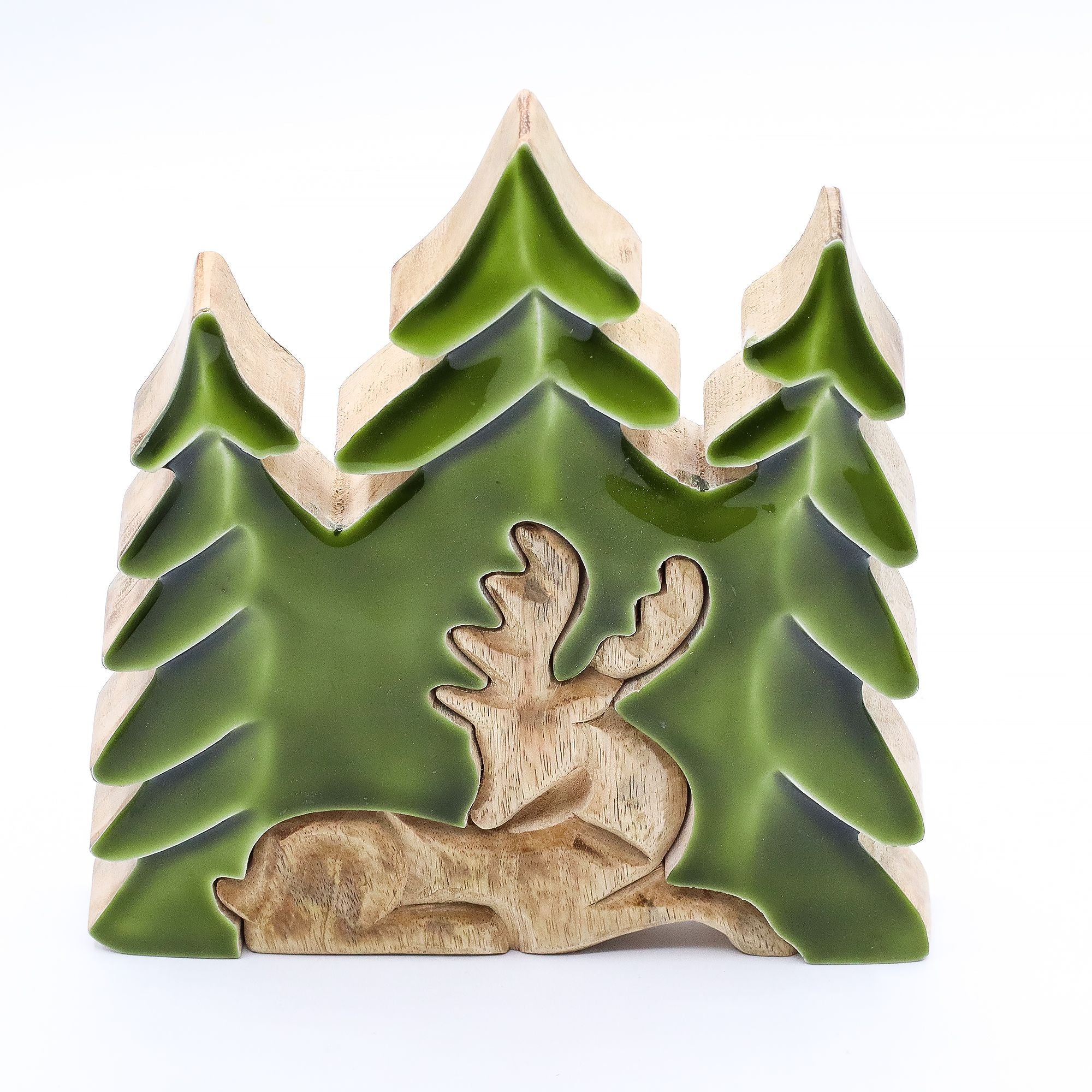 Lost in the Forrest -  Stag in the Forrest 3D Wooden Decoration - 23x20cm AW-Dropship