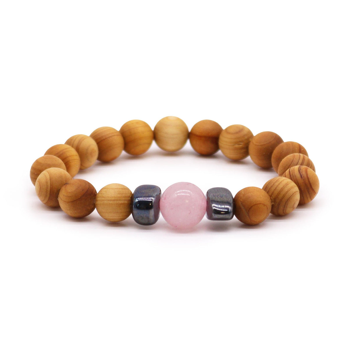 Cedarwood and Rose Quartz Heart Chakra Bangle
