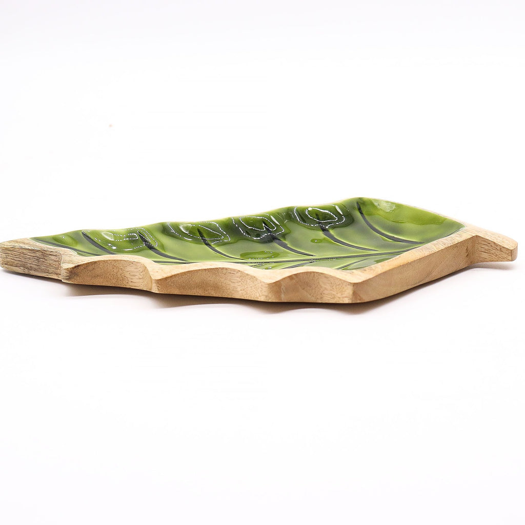 Lost in the Forrest -  Enamel Leaf Wooden Bowl - 33x17cm AW-Dropship