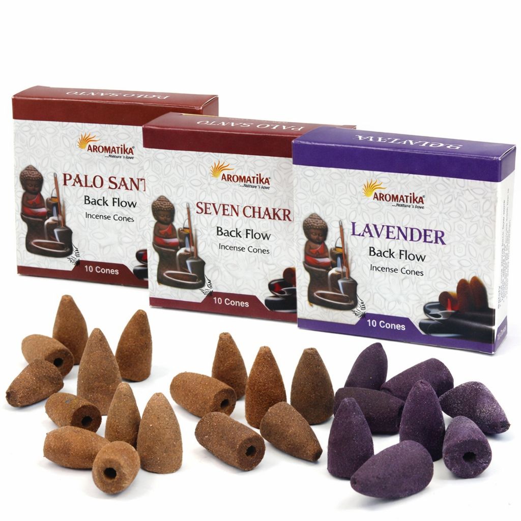Aromatica Backflow Incense Cones Collection - Lavender, Palo Santo & 7 Chakras