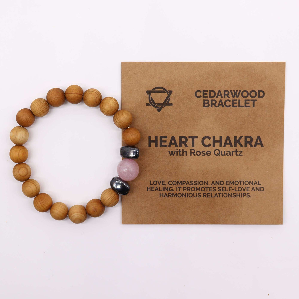 Cedarwood and Rose Quartz Heart Chakra Bangle