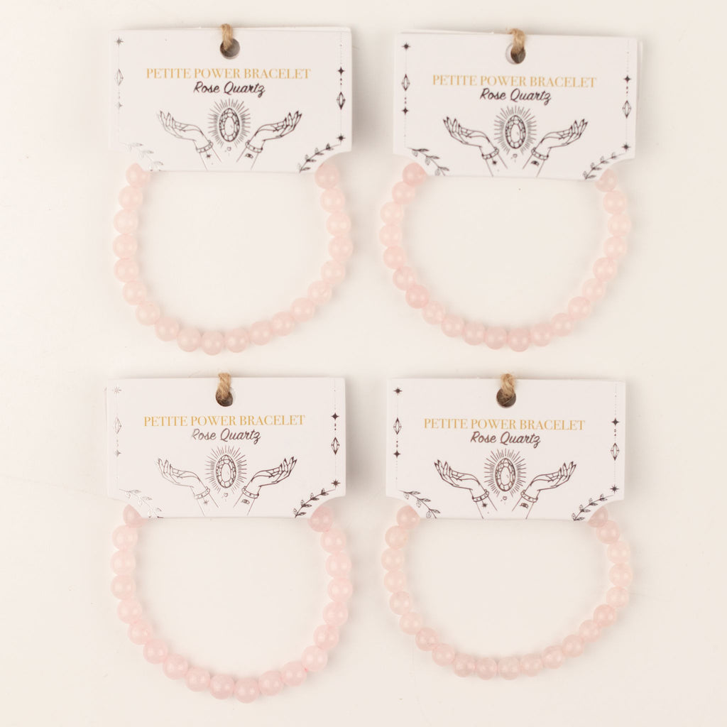 Rose Quartz Petite Power Bracelet – 17cm, 6mm Beads