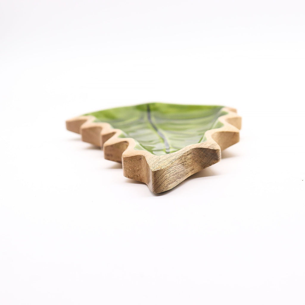 Lost in the Forrest -  Enamel Leaf Wooden Bowl - 33x17cm AW-Dropship