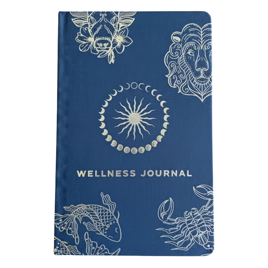 Midnight Blue Wellness Journal – Silver Zodiac, 120 Pages