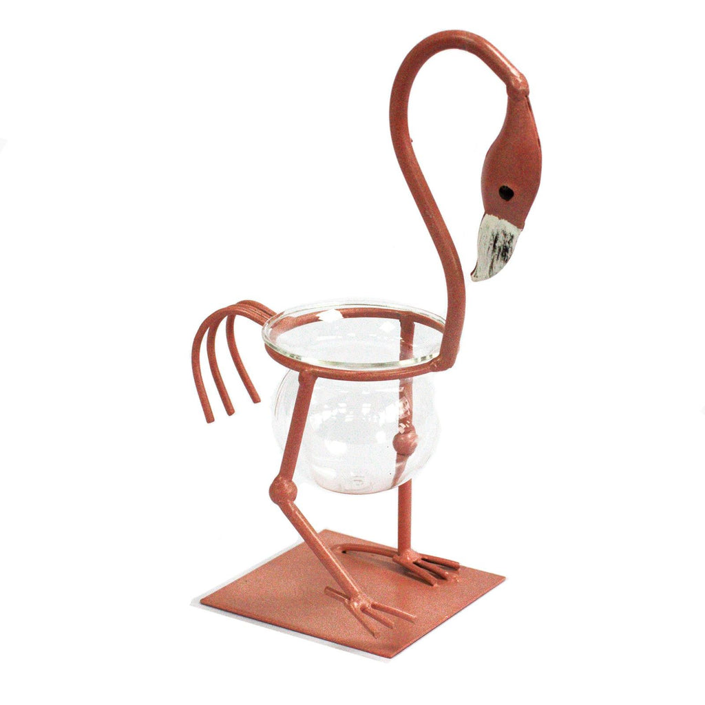 Pink Metal Flamingo Hydroponic Home Décor- Design 1