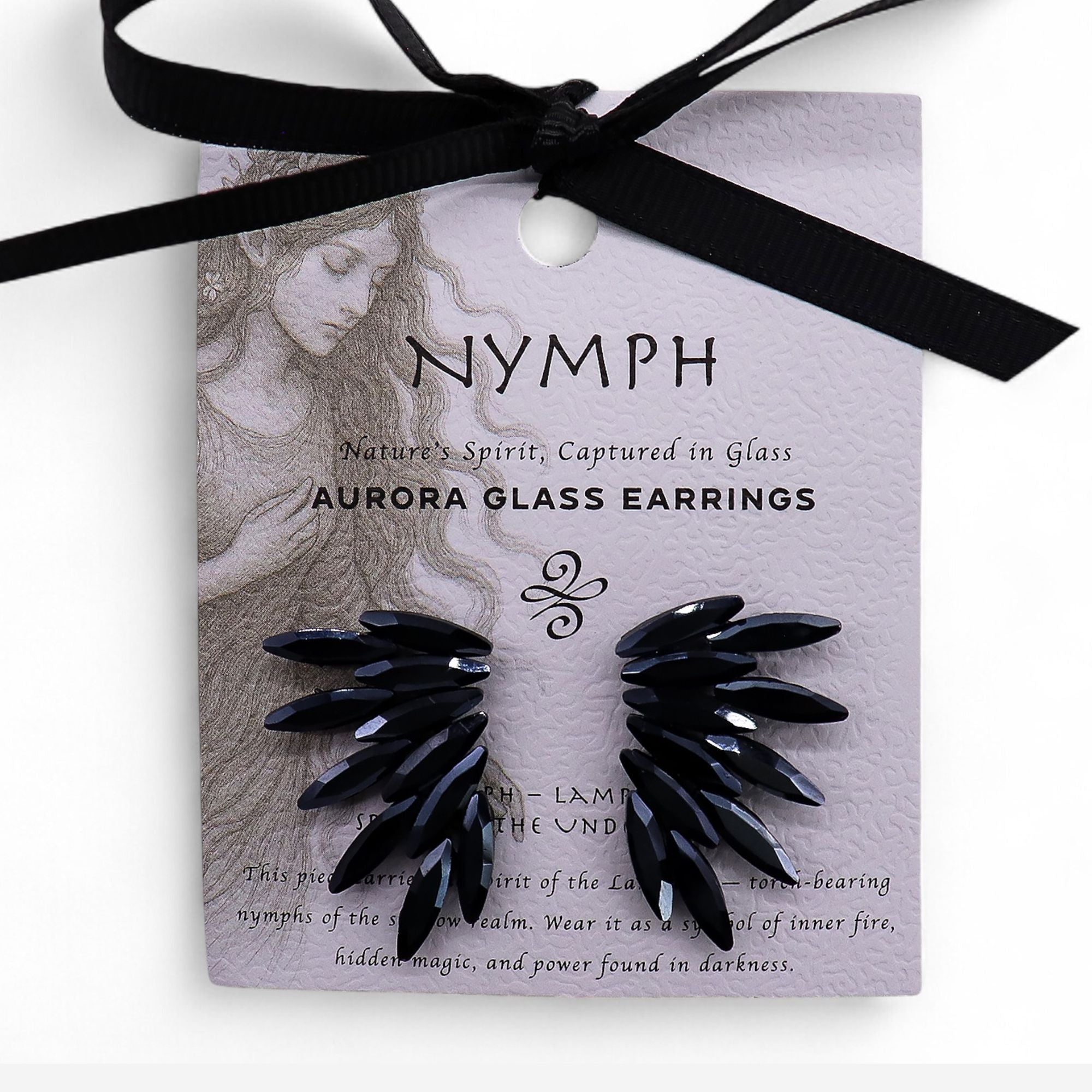 Jet Black - Vintage Glass - Fairies - Earrings