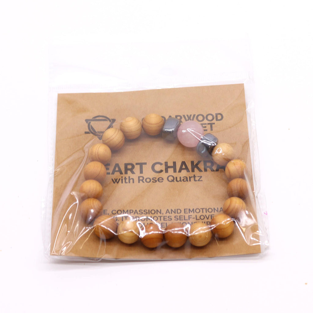 Cedarwood and Rose Quartz Heart Chakra Bangle